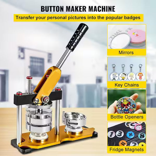 Rotary High-Quality Keychain, Magnet & Badge Machine Bundle: Includes Interchangeable Mould, Paper Cutter and 1000 Sets of Materials